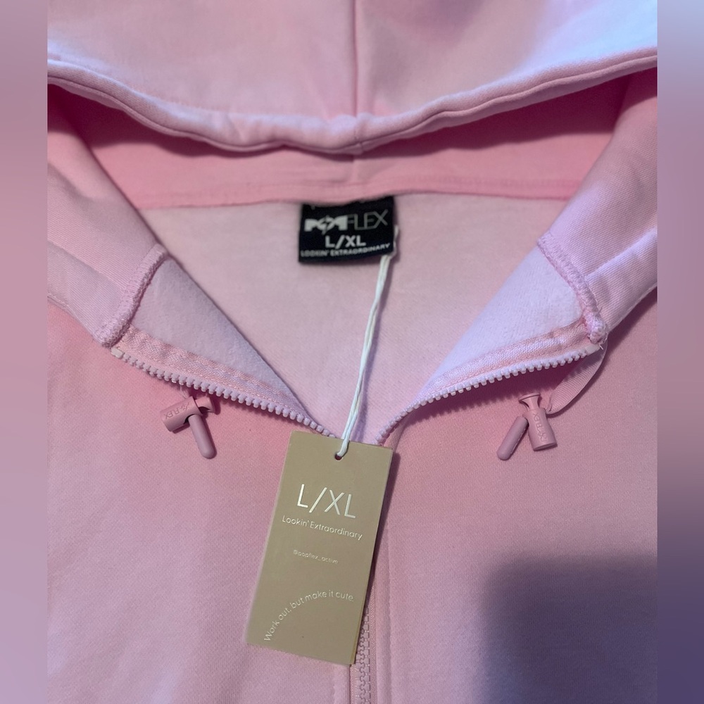 POPFLEX Pink Zip-Up Hoodie L/XL